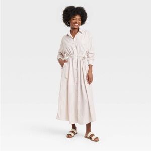 Universal thread, tan and white striped maxi dress. Size xl. NWT